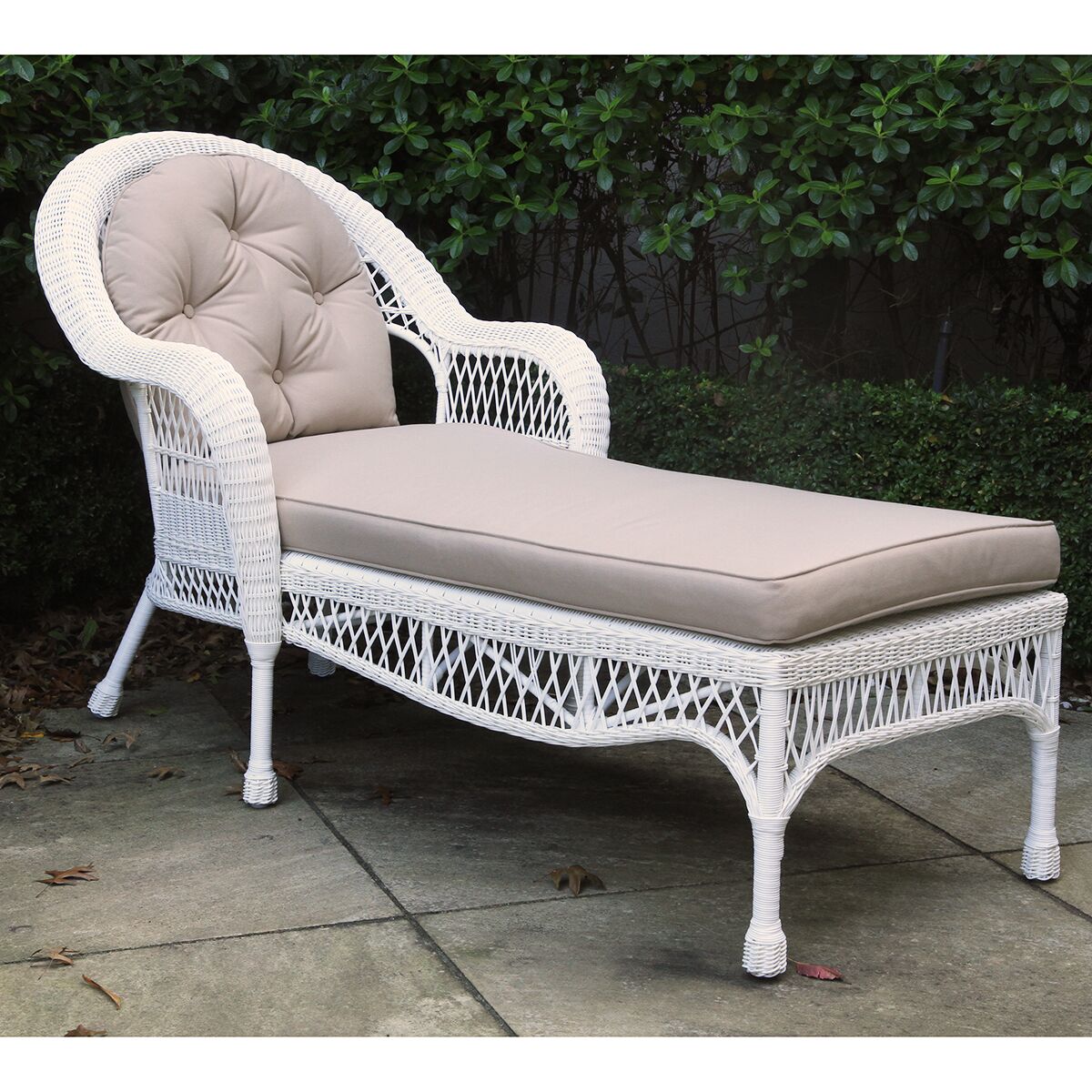 Outdoor Lounger/Chaise Lounge White Cane Wicker Industries